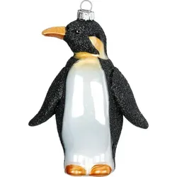 Christbaumschmuck Glas Kaiserpinguin 11cm - Schwarz