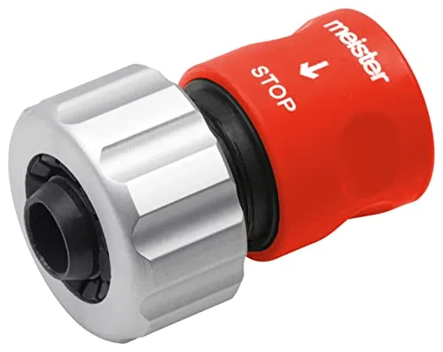 Meister Schlauchverbinder 19,05 mm (3/4 Zoll) – Aus Aluminium, Grau / Grün | Integrierter Wasserstop – Mit Soft-Touch-Oberfläche – Wasserdicht – Steckverbinder – Schlauchanschluss – Schlauchkupplung