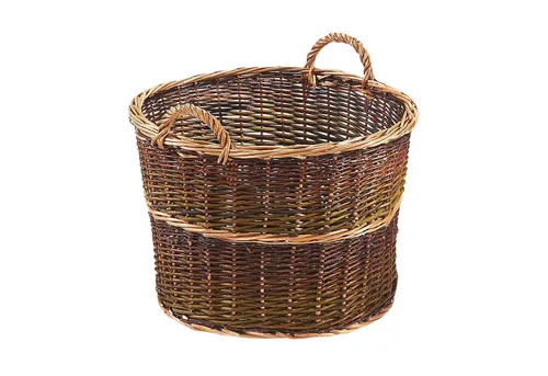 Kobolo Dekokorb Gartenkorb rund aus ungeschälter Weide in braun von Kobolo