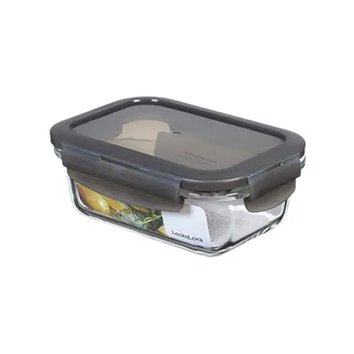 LocknLock OVEN GLASS Frischhaltedosen Glas mit Deckel | 380 ml | 150 x 110 x 57 mm | Kühlschrank, Gefriertruhe & Spülmaschine | Borosilikat-Glas bis 400°C ofenfest | Mikrowellengeschirr mit Deckel