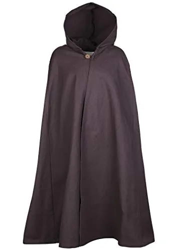 Mittelalter Umhang Paul für Kinder - Braun oder Schwarz, Wikinger LARP - Kostüm für Kinder mit Kapuze und Knopf, ideal für historische Darstellungen und Fasching. Aus 100% Baumwolle, schützt vor Wind und Wetter und ist perfekt für kleine Wikinger und Ritter.