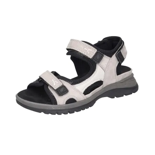 Waldläufer H-Sora Damen Sandale - Größe 37 (EU) - Wanderschuhe in Schwarz-Grau mit TPR-Sohle, ideal für lange Wanderungen dank bequemem Klettverschluss und flachem Design.