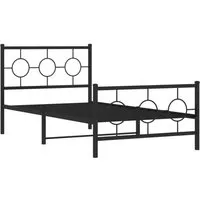 Bettgestell Metall Schwarz 100x190 cm - Robuste Konstruktion - Betten: Klassisches Bettgestell aus pulverbeschichtetem Stahl, bietet Stabilität und zusätzlichen Stauraum unter dem Bett für eine optimale Platznutzung.