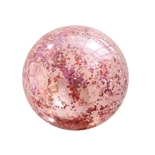 Aufblasbarer Strandball, Glitzer-Strandball, Schwimmbälle, schwimmfähiger Poolball, aufblasbarer klarer Sport-Strandball mit Regenbogen-Pailletten und Konfetti(rotgold)