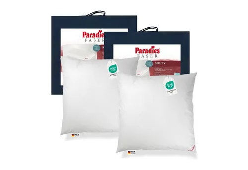 PARADIES Softy extra Kopfkissen Set (2 Stück) - 80x80cm - Allergikergeeignetes Kissen-Set mit variablem Füllgrad für individuellen Schlafkomfort. Aloe Vera Bezug sorgt für optimale Hygiene und ein angenehmes Hautgefühl.