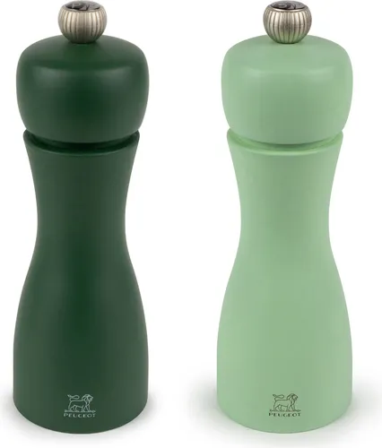 Peugeot Tahiti Pfeffer- / Salz Mühlenset 15 cm Grün - Küchenhelfer: Set aus 1x Salzmühle und 1x Pfeffermühle in stilvollem Grün, ideal für präzises Mahlen von Gewürzen und verleiht jedem Gericht das besondere Etwas.