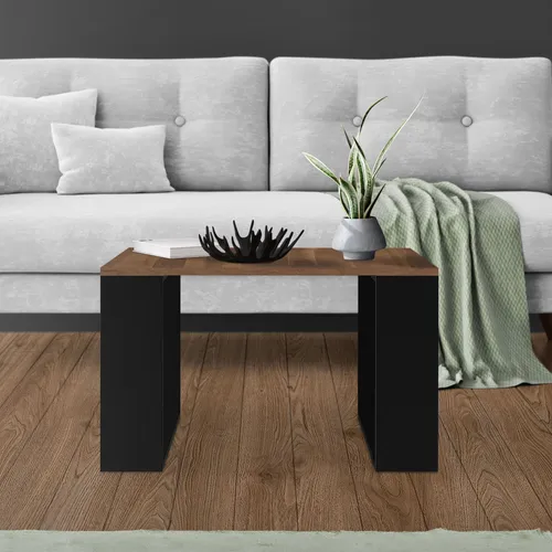 ML-DESIGN Quadratischer Couchtisch im modernen Stil - Stylischer Kaffeetisch für Wohnzimmer oder Büro, mit stabilen Kufenbeinen und eleganter Schwarz/Walnuss-Optik, ideal für jeden modernen Raum.