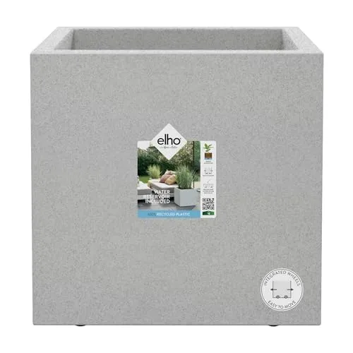 elho Vivo Next Quadrat 30 - Blumenkasten aus 100% recyceltem Plastik - Garten-Zubehör | Langlebiger Blumenkasten mit frostbeständigem Material und praktischen Überlaufrohren für gesunde Pflanzen.