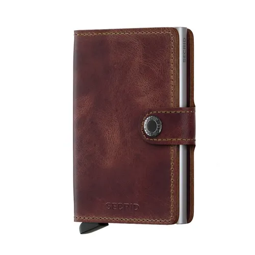 Secrid Miniwallet #Mv vintage brown - Portemonnaies aus hochwertigem vintage Leder mit RFID-Schutz und patentiertem Mechanismus für schnellen Kartenzugriff. Platz für bis zu 10 Karten und Banknoten, nachhaltig produziert.