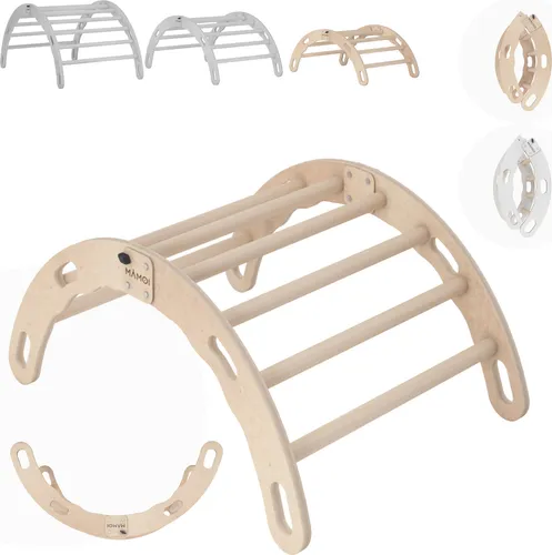 MAMOI® Mini Kletterbogen, Kletterdreieck, Baby klettern, Regenbogenwippe aus holz, Holzbogen für Kinder, Klettergerüst indoor ab 1/2/3 jahre