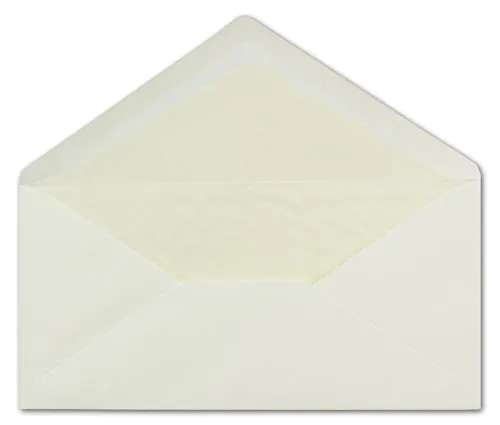 DIN Lang Briefumschläge champagner-farben 11 x 22 cm 80 g/m² cremefarbenes Seidenfutter Nassklebung - ideal für Weihnachtskarten, Grußkarten & Einladungen 50