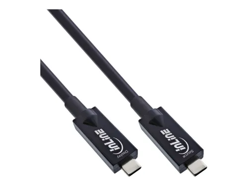 InLine® USB 3.2 Gen.2 AOC Kabel, 10m - Hochgeschwindigkeits USB-C - USB-Kabel für Daten, Audio & 4K-Videoübertragung bis 3840x2160 @144Hz. Perfekt für professionelle AV-Installationen mit verlustfreier Übertragung dank AOC-Technologie.