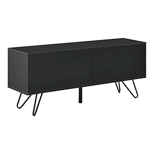 [en.casa] Sideboard Bollebygd mit 2 Schranktüren - Stylisches Kommode mit Push-to-open-Technik, ideal für jeden Haushalt. Belastbar bis 20 kg, Maße: 46,5x110x30 cm, modernes Design in Schwarz.