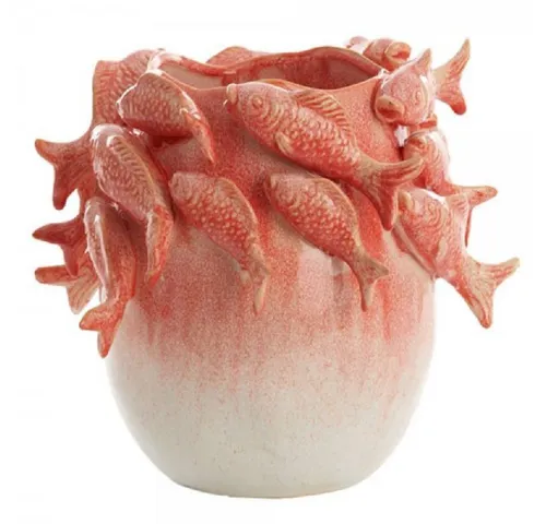 Light & Living Dekovase Vase mit Fischen (27cm) in beige von Light & Living