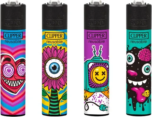 Clipper Feuerzeug 4er Set: (Trippy 3) von sunmondo