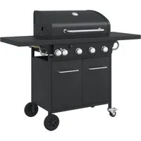 vidaXL Gasgrill mit 5 Flammen - Schwarz - Grill mit 5 Flammen aus pulverbeschichtetem Stahl, großzügiger Grillfläche und praktischem Design für einfaches Transportieren und Zubereiten von Grillspeisen.