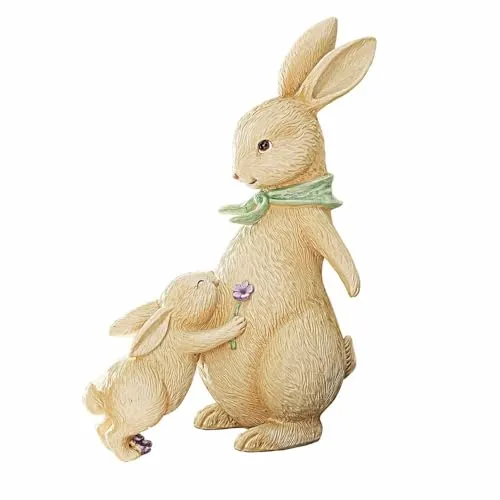 Loberon Deko-Hasen Susans, handbemalt, sehr freundlich & detailreich gestaltet, Tierfigur, Tischdekoration, Ostern, Osterdekoration, Osterhase, Polyresin, beige