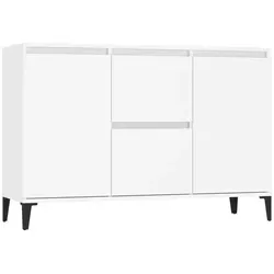 furnicato Sideboard Weiß, 104x70x35 cm, Holzwerkstoff - Stylisches Sideboard im industriellen Design für dein Wohnzimmer. Mit 2 Schubladen und 2 Türen bietet es großzügigen Stauraum. Robuste Materialien und leicht zu reinigen.