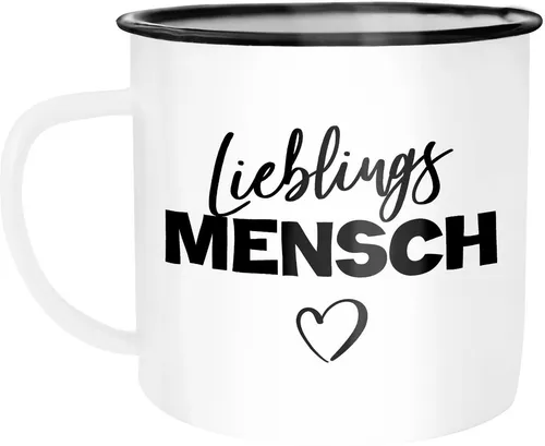 MoonWorks Tasse Emaille Tasse Becher Lieblingsmensch Geschenk Freund Freundin beste Freunde Kaffeetasse Moonworks®, emailliert und mit Aufdruck