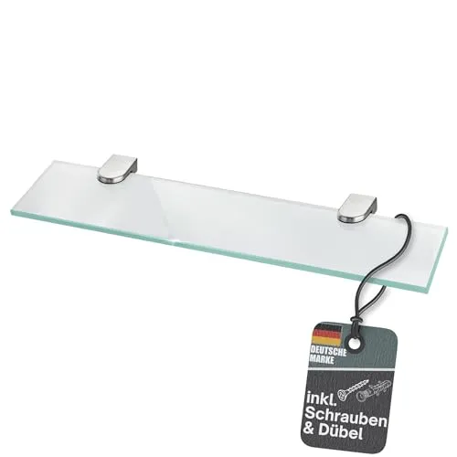 bonsport Glasregal Wandregal für Badezimmer Milchglas - Glas Regal aus 6 mm Sicherheitsglas 40cm - Glasablage Glasregalboden Badablage