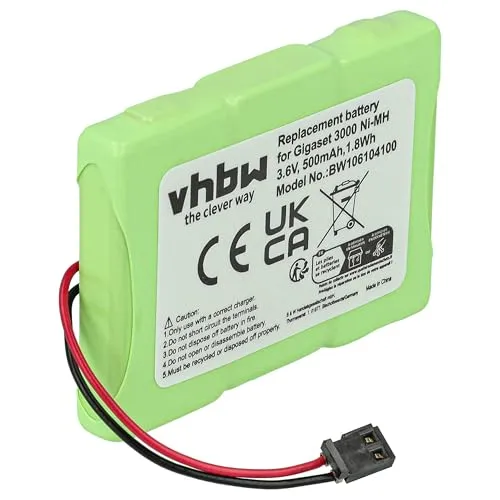 vhbw Akku kompatibel mit Siemens Gigaset 3000 Micro, 3010 Micro, 3015 Micro, Telekom/T-Sinus 45M schnurlos Festnetz Telefon (500mAh, 3,6V, NiMH)