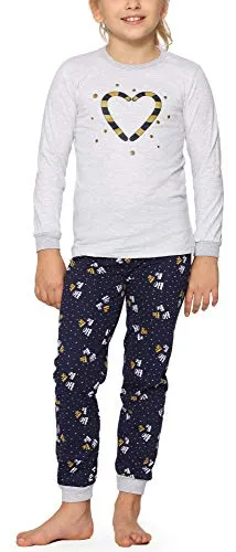 Timone Mädchen Schlafanzug TITR433/434 (Grau-1C, 134)