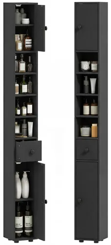 kleankin schmaler Badezimmerschrank mit Schublade und 4 Fächern