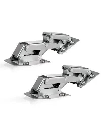 Gedotec Aufschraubscharnier aus Stahl | 2 Stück Möbel-Scharnier | CH 300 Caravanscharnier ohne Dämpfung | Hochklappscharnier vernickelt | Öffnungswinkel: 90° | Montagescharnier zum Anschrauben