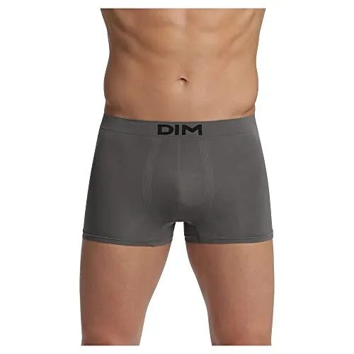DIM Homme - Boxershorts Seamless Micro x2 | Dehnbare Mikrofaser ohne Nähte | Perfekte Passform | Maximaler Komfort Schwarz/Grau XXL