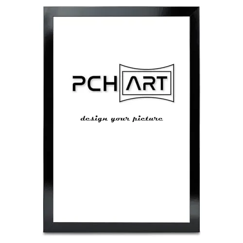 PCH[art] Bilderrahmen New Alaya | Farbe: Schwarz Glanz | Größe: 80x100 cm | zeitloser und schlichter Rahmen für Poster, Fotos und Portraits