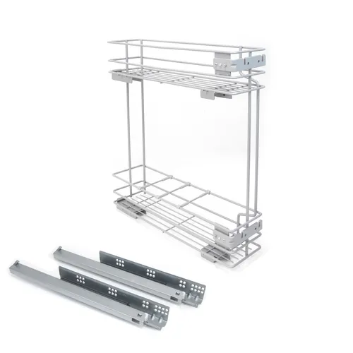 Emuca Flaschenregal seitlich ausziehbar Supra - Grau metallic - Organizer für Zuhause mit sanftem Schließen, ideal für 150-mm-Module und bis 25 kg belastbar. Perfekte Aufbewahrungslösung für Flaschen!