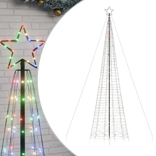 vidaXL LED Weihnachtsbaum 500 cm mit 1534 LEDs - Mehrfarbig - Lampen für Innen- und Außenbereich mit 8 Lichteffekten, die eine magische Atmosphäre zu Weihnachten schaffen. Einfacher Aufbau und platzsparend verstauen.