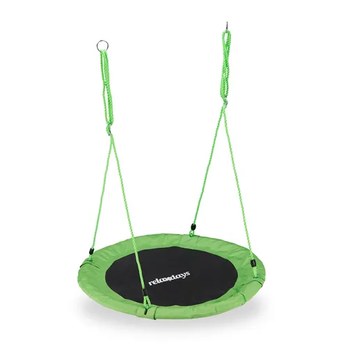 Relaxdays Unisex Nestschaukel, grün - Schaukel für Garten und Innenbereich, verstellbar von 85 bis 150 cm, geeignet für Kinder ab 3 Jahren und Erwachsene bis 100 kg – Komfortabel und ideal für entspannte Stunden.