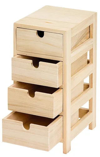 Schubladenturm mit 4 Schüben, Kommode Holzkommode Aufbewahrung