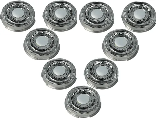vhbw 9x Ersatz-Scherköpfe kompatibel mit Philips S8950/90, S7710, S8980, S7720, S7730, S7780, S7xxx, S8950/91 Elektrorasierer ersetzt SH90, Silber