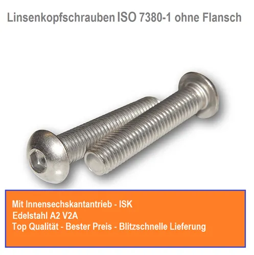 Linsenkopfschrauben ISO 7380 M3x6 Edelstahl A2 V2A Innensechskant 10 Stück