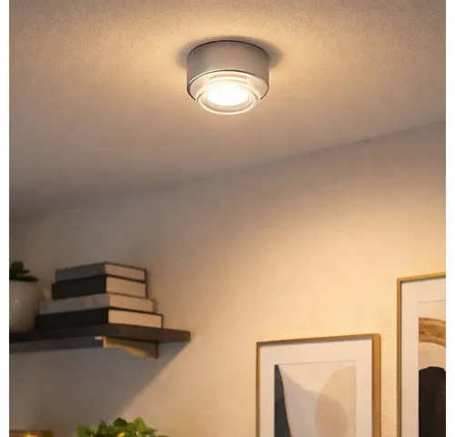 Nordlux LED Einbaustrahler, LED-Leuchtmittel fest verbaut, Warmweiß, Deckenleuchte Aufbaulampe Deckenspot LED Metall silber