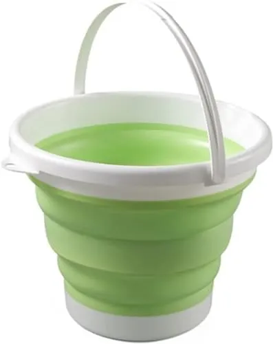 König Design Faltbarer Eimer Rund - Platzsparend & Robust - BPA-frei, Ergonomischer Griff - Haushalt, Outdoor (Grün, 3 Liter)