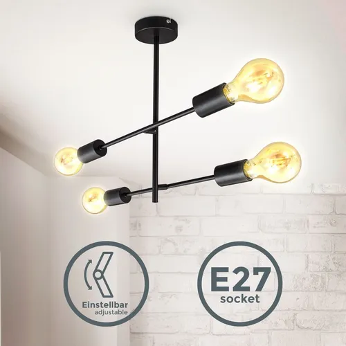 Deckenlampe Retro Vintage 41x40cm 230V E27 Deckenleuchte schwarz-matt schwenkbar