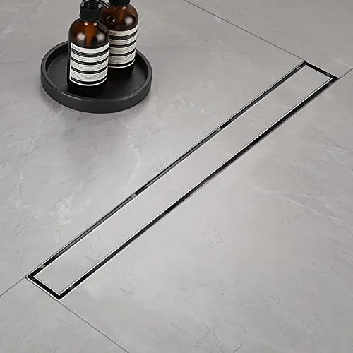Produktbild Duschrinne, Befliesbar Duschrinne extra flach 80 cm, Edelstahl Bodenablauf Komplettset mit Siphon Haarsieb