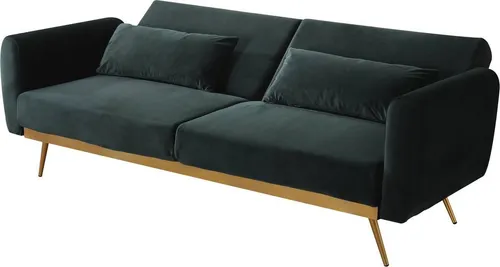 Habitat et Jardin Schlafsofa aus Samt Donia - 203 x 81 x 83 cm - 3-Sitzer - Dunkelgrün