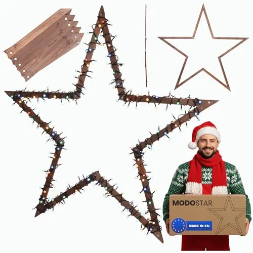 Modo24 Dekostern MODOSTAR Weihnachtsstern Set aus FSC Holz in braun von MODO24