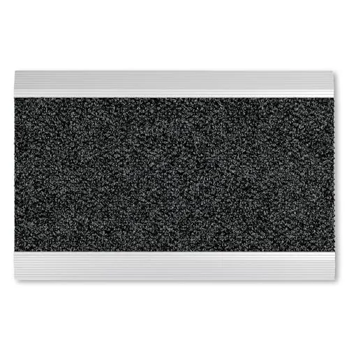 Wetterfeste Alu Fußmatte 40x60cm grau - rutschfest und robust - Fußmatten für Innen- und Außenbereiche, extrem strapazierfähig gegen jede Witterung, mit rutschfester Aluminiumkante für Sicherheit und leichte Reinigung.