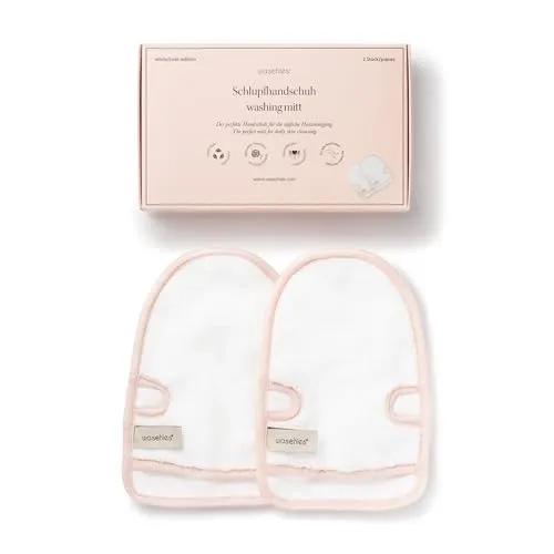 Waschies Waschhandschuhe – 2er-Set Rosa/Weiß – sanfte Ganzkörperreinigung – waschbar, wiederverwendbar, nachhaltig & hypoallergen - geeignet für alle Hauttypen und Links/Rechtshänder