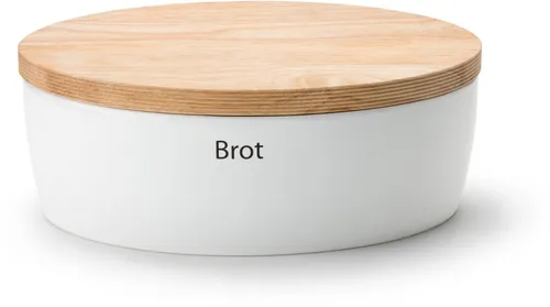 Continenta Brottopf oval mit Holzdeckel in weiß von Continenta