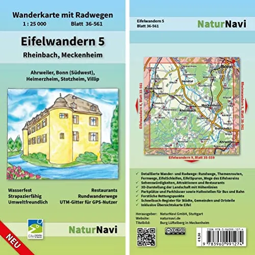 Eifelwandern 5 - Rheinbach, Meckenheim: Wanderkarte mit Radwegen, Blatt 36-561, 1 : 25 000, Ahrweiler, Bonn (Südwest), Heimerzheim, Stotzheim, Villip (NaturNavi Wanderkarte mit Radwegen 1:25 000)