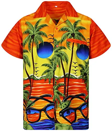 Funky Hawaiihemd, Kurzarm, Sunglasses, Orange, XXL