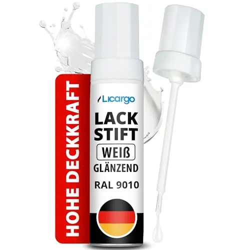 Produktbild LICARGO Lackstift Weiß Glänzend – Präziser Pinsel für Kratzer & Steinschläge
