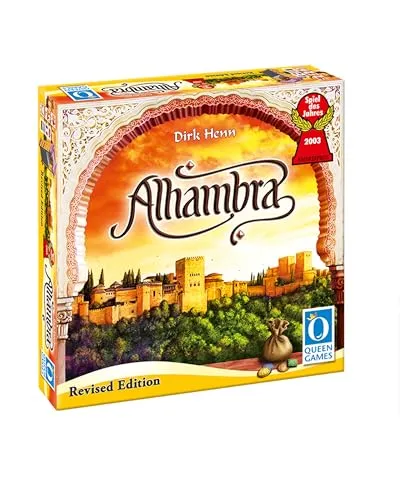 Queen Games Alhambra Revised Edition - Klassiker für 2-6 Spieler - Gesellschaftsspiel, Spiel des Jahres 2003, jetzt in überarbeiteter Version mit modernem Design und zeitloser Spielmechanik für unvergessliche Familienspiele.