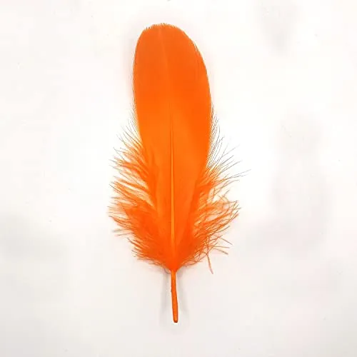 Natürliche Federn Gänsefedern, ca. 15-20 cm, 10 Stück, Orange - Kopper-24 Gans Schwanzfedern Schmuck Dekoration Bastelfedern für Hochzeit Karneval Party Deko Kostüme Natur Basteln
